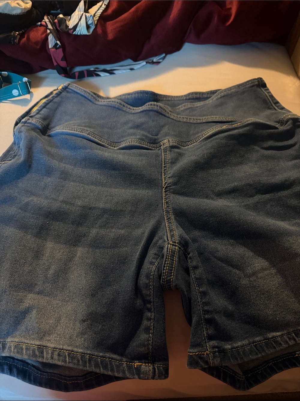 High-Waist Dark Blue Denim Shorts
